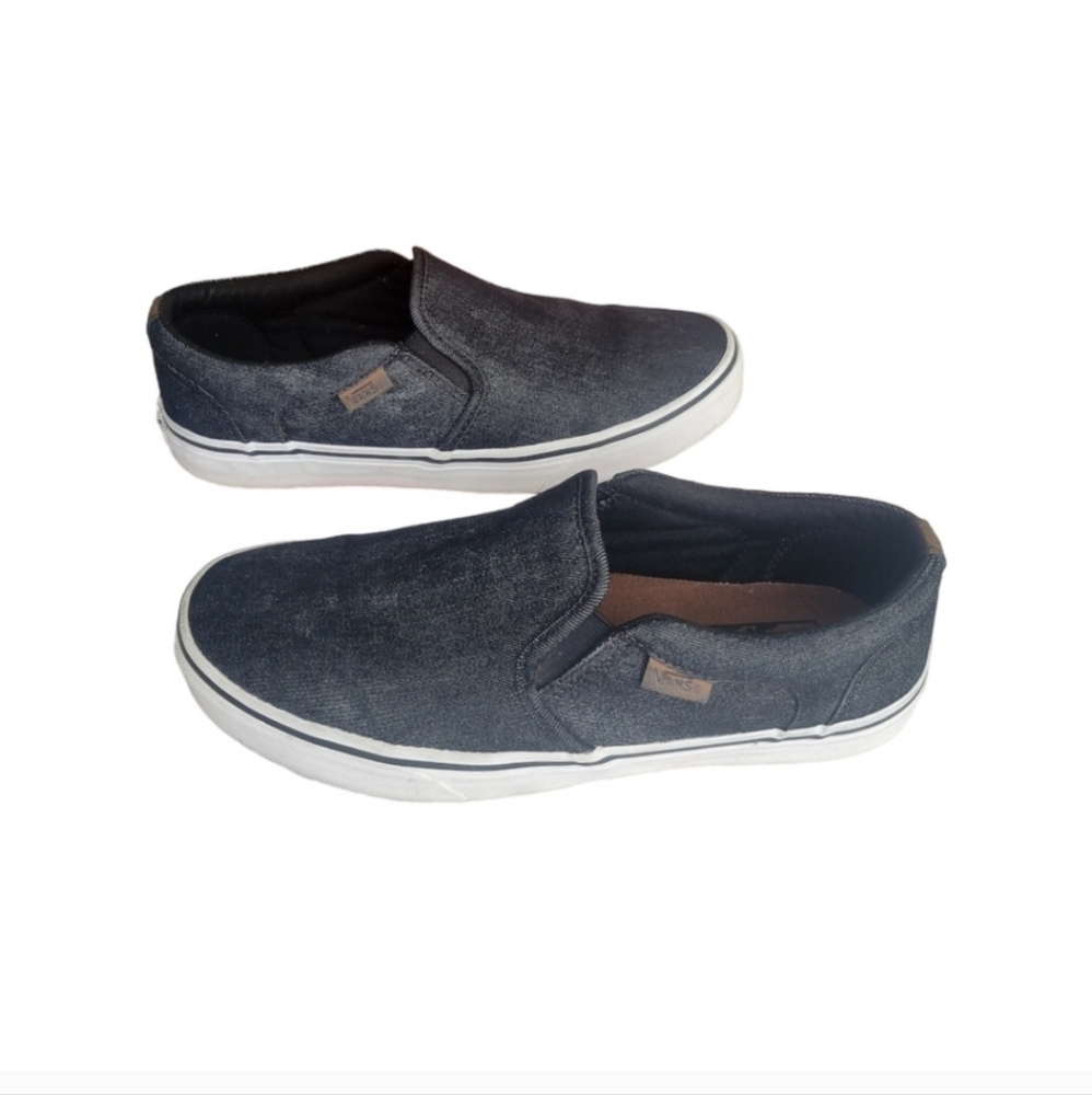 Vans Asher Washed Denim Slip On Skater Shoes Size 7